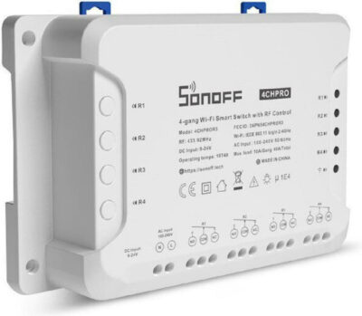 Sonoff 4CH PRO R3 Smart Ενδιάμεσος Διακόπτης με Wi-Fi και RF σε Λευκό Χρώμα (4CHPROR3) (SON4CHPROR3)