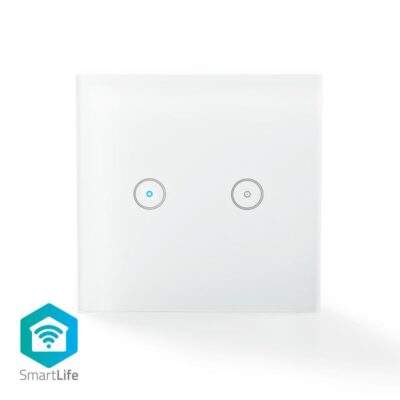 Nedis WiFi Smart Light Switch Dual για Έλεγχο Φωτισμού με Πλαίσιο και Δύο Πλήκτρα Αφής Λευκός (WIFIWS20WT) (NEDWIFIWS20WT)