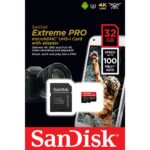 Sandisk Memory 32GB Extreme PRO microSDHC UHS-I Card with adapter (SDSQXCG-032G-GN6MA) (SANSDSQXCG-032G-GN6MA) - Image 2