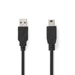 Nedis USB Cable 2.0 USB-A Male to USB Mini-B 5 pin Male 1.00 m Black (CCGL60300BK10) (NEDCCGL60300BK10) - Image 2