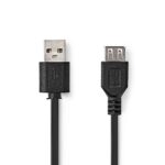 Nedis USB Cable 2.0 | USB-A Male to USB-A Female 2.00 m Black (CCGL60010BK20) (NEDCCGL60010BK20) - Image 2