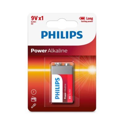 Philips Power Αλκαλική Μπαταρία 9V 1τμχ (6LR61P1B/10) (PHI6LR61P1B-10)