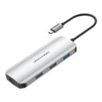 VENTION Type-C to HDMI/USB 3.0*3/SD/TF/PD 100W Docking Station 0.15M Gray Aluminum Alloy Type (TOJHB) (VENTOJHB) - Image 2