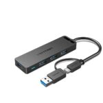 VENTION 4-Port USB 3.0 Hub with Type-C & USB 3.0 2-in-1 Interface and Power Supply 0.15M Black ABS Type (CHTBB) (VENCHTBB) - Image 2