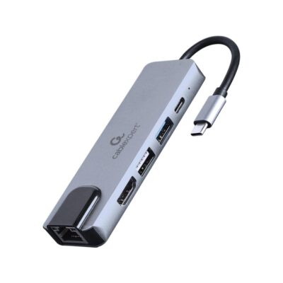 Gembird USB-C 5in1 Multiport Adapter, Pd, HDMI, USB 3.1, USB 2.0, Lan (A-CM-COMBO5-04) (GEMA-CM-COMBO5-04)