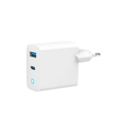 Gembird Fast USB Charger Gan 2-port 65w USB Type-C + USB-a Led White (TA-UC-PDQC65L-W-01) (GEMTA-UC-PDQC65L-W-01)