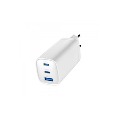 Gembird Fast Charger USB Power Delivery USB Type C 3x USB 65w Gan White (TA-UC-PDQC65-01-W) (GEMTA-UC-PDQC65-01-W)